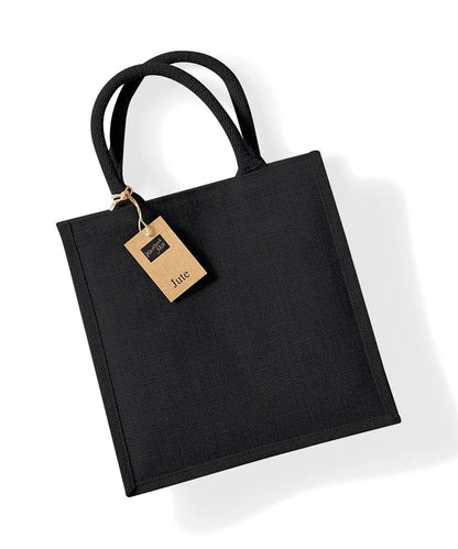 Westford Mill Jute Midi Tote WM413 - Black Black One size - Customisable Bags