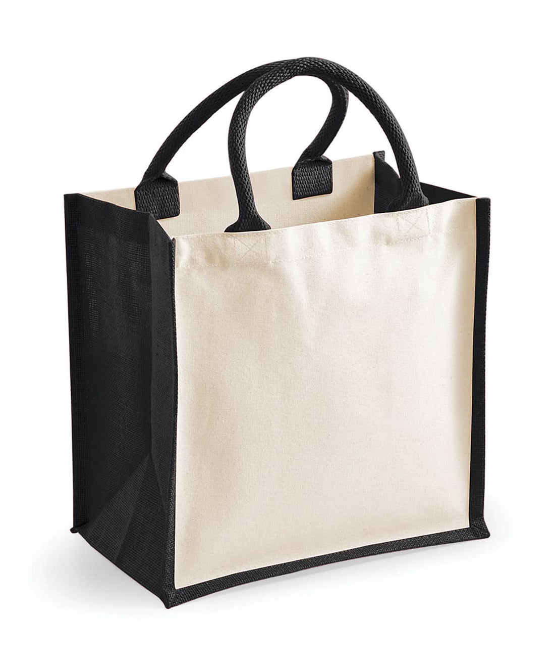 Westford Mill Printers Midi Jute Tote WM421 - Black One Size - Customisable Bags