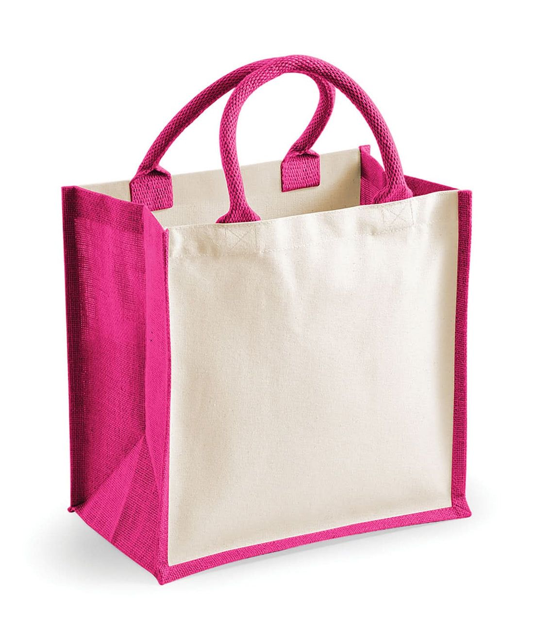 Westford Mill Printers Midi Jute Tote WM421 - Fuchsia One Size - Customisable Bags