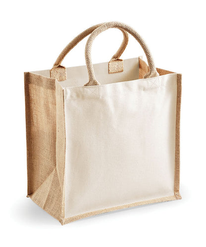 Westford Mill Printers Midi Jute Tote WM421 - Natural One Size - Customisable Bags