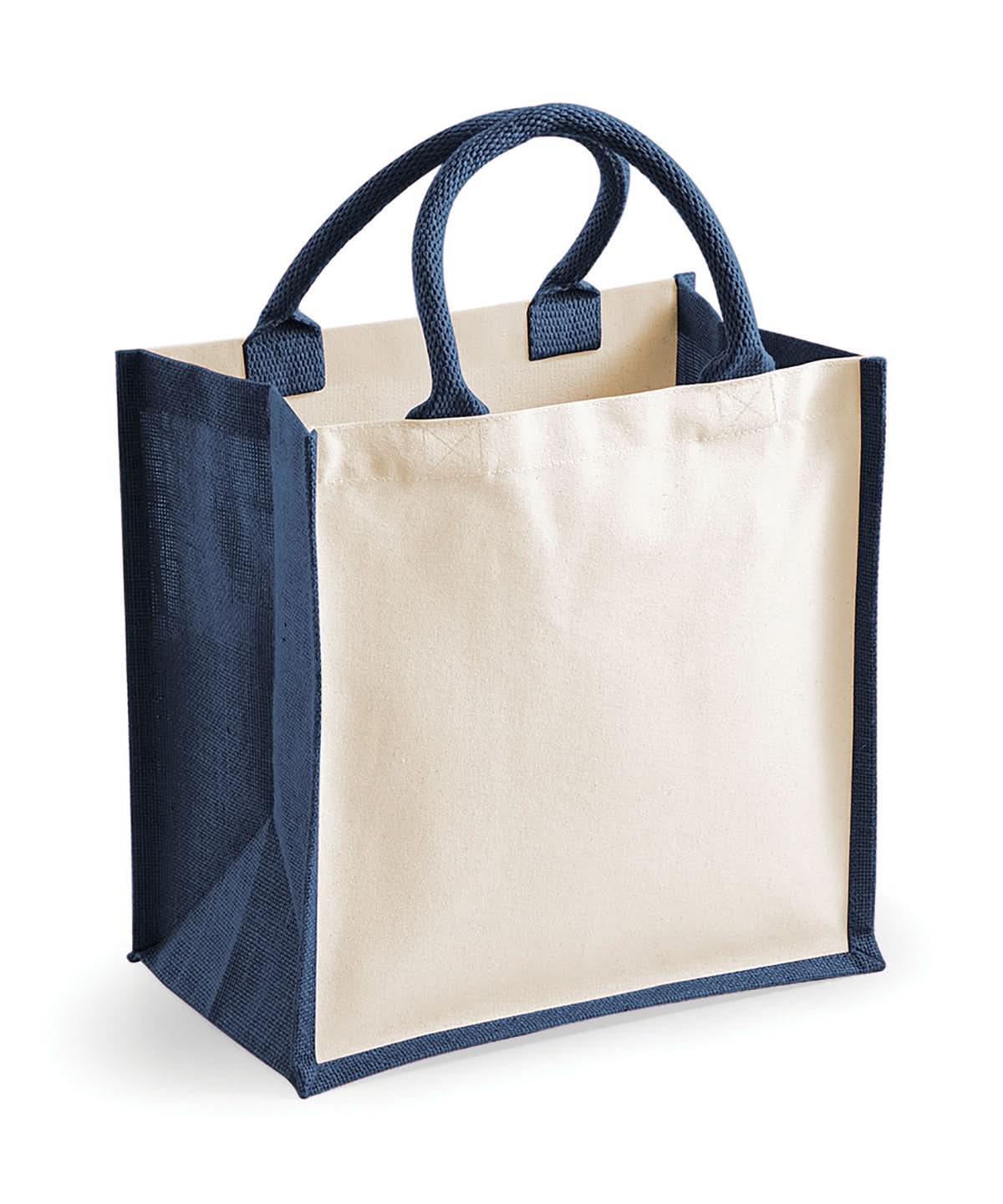 Westford Mill Printers Midi Jute Tote WM421 - Navy One Size - Customisable Bags