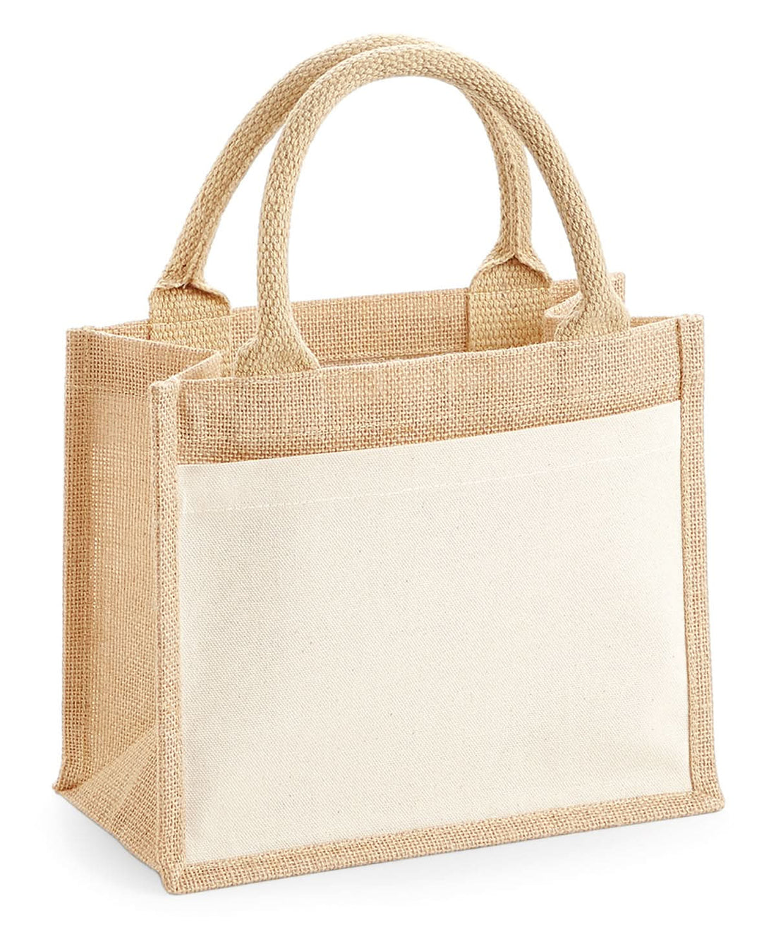 Westford Mill Cotton Pocket Jute Gift Bag WM425 - Natural One Size - Customisable Bags