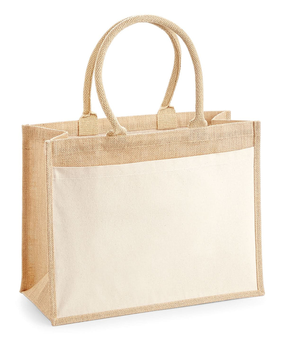 Westford Mill Cotton Pocket Jute Shopper WM427 - Natural One Size - Customisable Bags