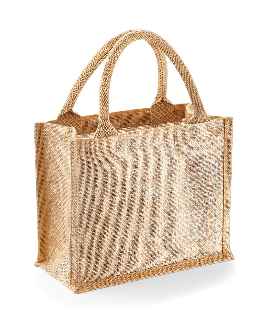 Westford Mill Shimmer Jute Mini Gift Bag WM431 - Natural Gold One Size - Customisable Bags