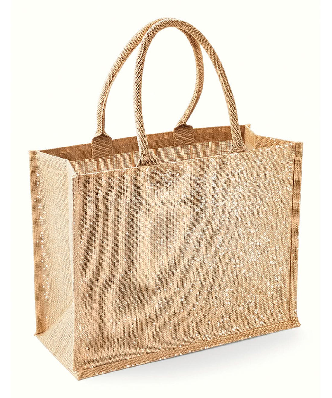 Westford Mill Shimmer Jute Shopper WM437 - Natural Gold One Size - Customisable Bags