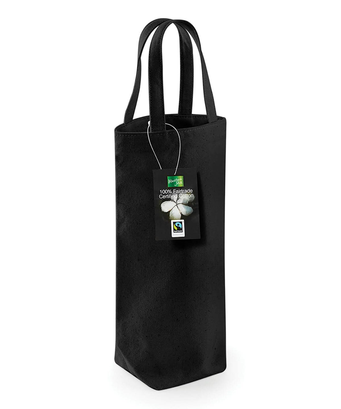 Westford Mill Fairtrade Cotton Bottle Bag WM620 - Black One size - Customisable Bags