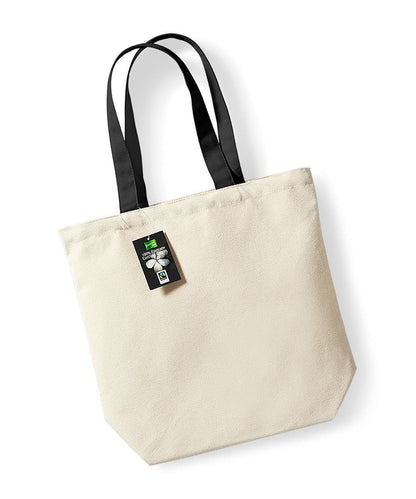 Westford Mill Fairtrade Cotton Camden Shopper WM671 - Natural Black One Size - Customisable Bags