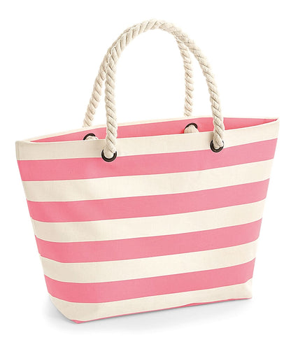 Westford Mill Nautical Beach Bag WM680 - Natural Pink One Size - Customisable Bags