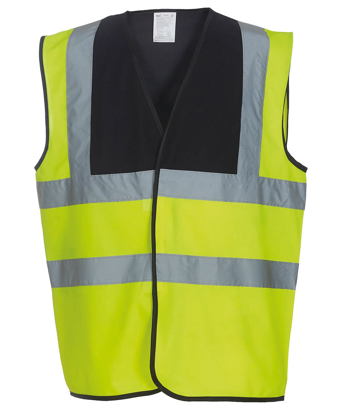 Yoko Hi vis 2 band and braces waistcoat HVW100 Black Yoke Yellow YK001 - Black Yokeyellow - Customisable HV Vest