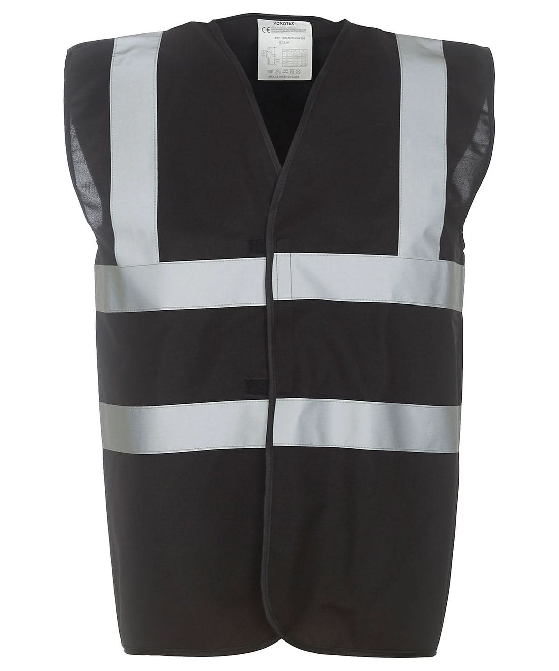 Yoko Hi vis 2 band and braces waistcoat HVW100 Black YK001 - Black - Customisable HV Vest