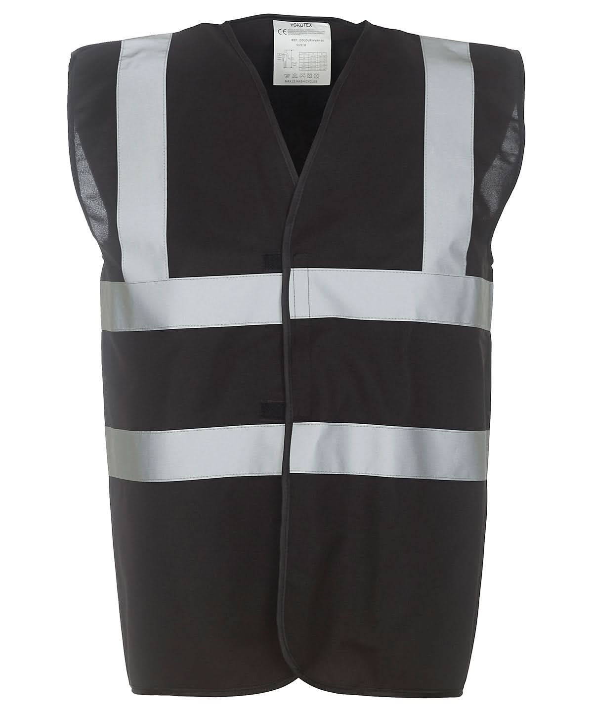 Yoko Hi vis 2 band and braces waistcoat HVW100 Black YK001 - Black - Customisable HV Vest