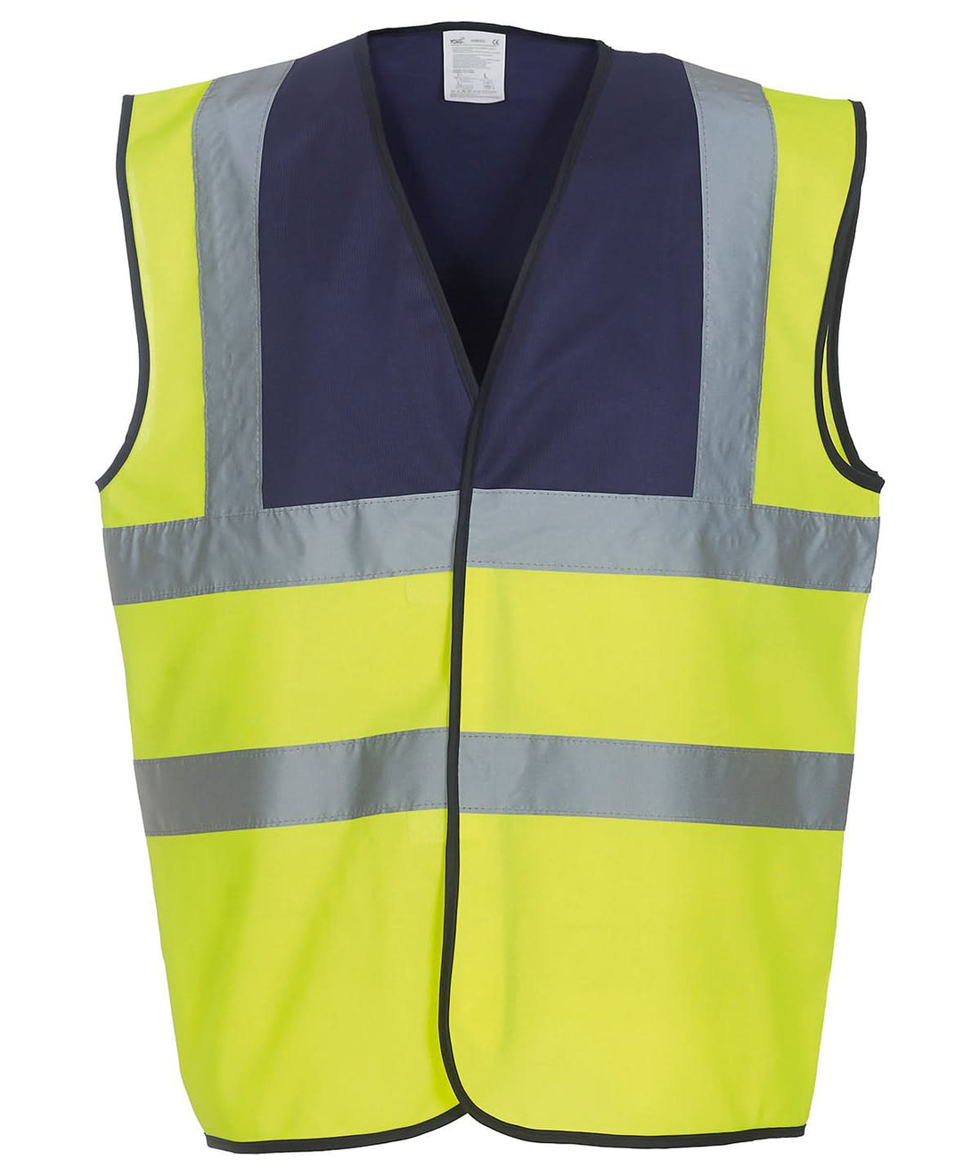Yoko Hi vis 2 band and braces waistcoat HVW100 Navy Yoke Yellow YK001 - Navy Yokeyellow - Customisable HV Vest