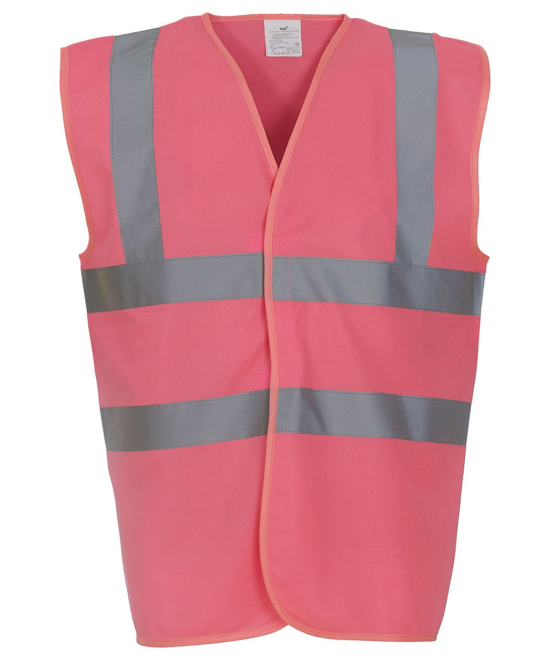 Yoko Hi vis 2 band and braces waistcoat HVW100 Pink YK001 - Pink - Customisable HV Vest