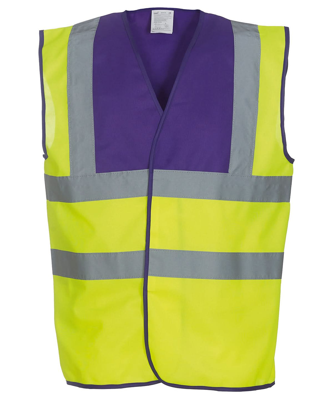 Yoko Hi vis 2 band and braces waistcoat HVW100 Purple Yoke Yellow YK001 - Purple Yokeyellow - Customisable HV Vest