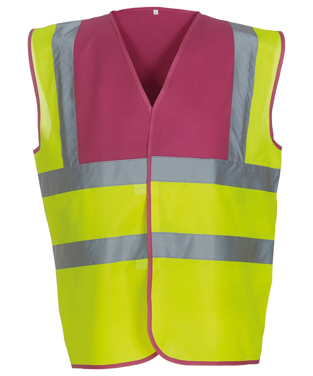 Yoko Hi vis 2 band and braces waistcoat HVW100 Raspberry Yoke Yellow YK001 - Raspberry Yokeyellow - Customisable HV Vest