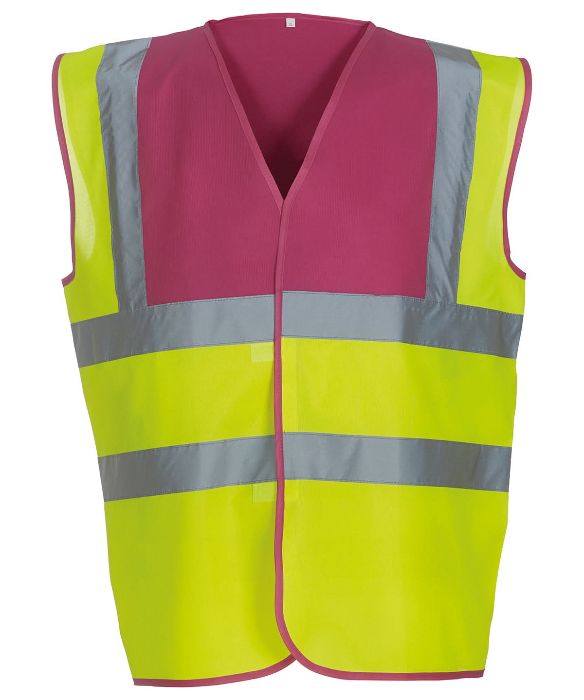Yoko Hi vis 2 band and braces waistcoat HVW100 Raspberry Yoke Yellow YK001 - Raspberry Yokeyellow - Customisable HV Vest