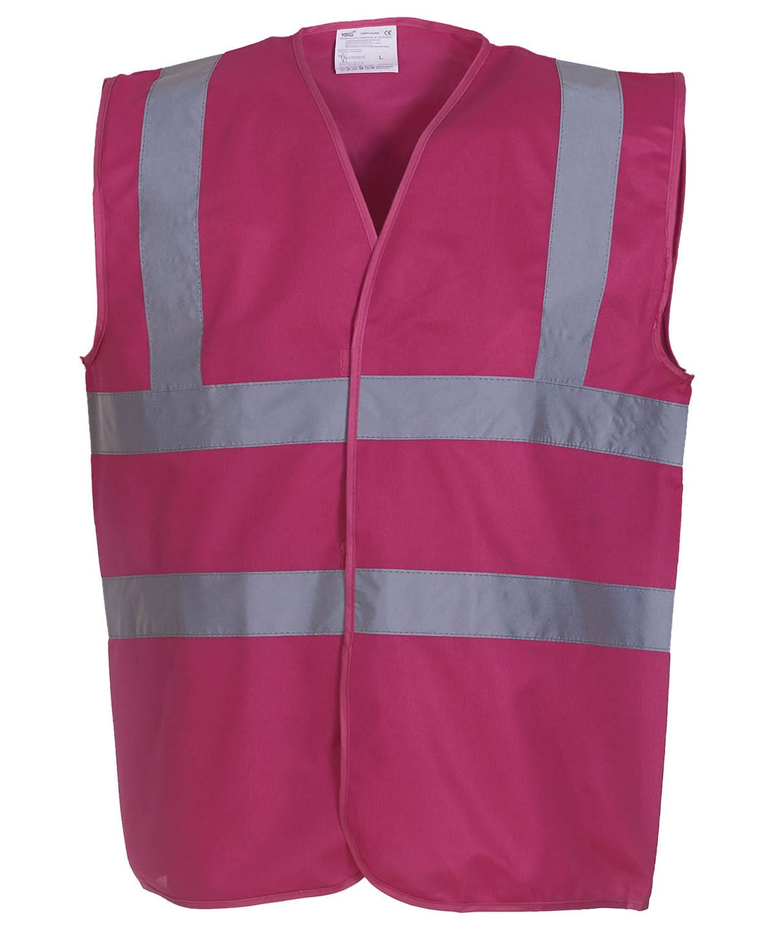 Yoko Hi vis 2 band and braces waistcoat HVW100 Raspberry YK001 - Raspberry - Customisable HV Vest