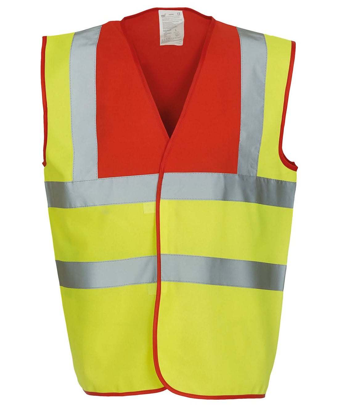 Yoko Hi vis 2 band and braces waistcoat HVW100 Red Yoke Yellow YK001 - Red Yokeyellow - Customisable HV Vest