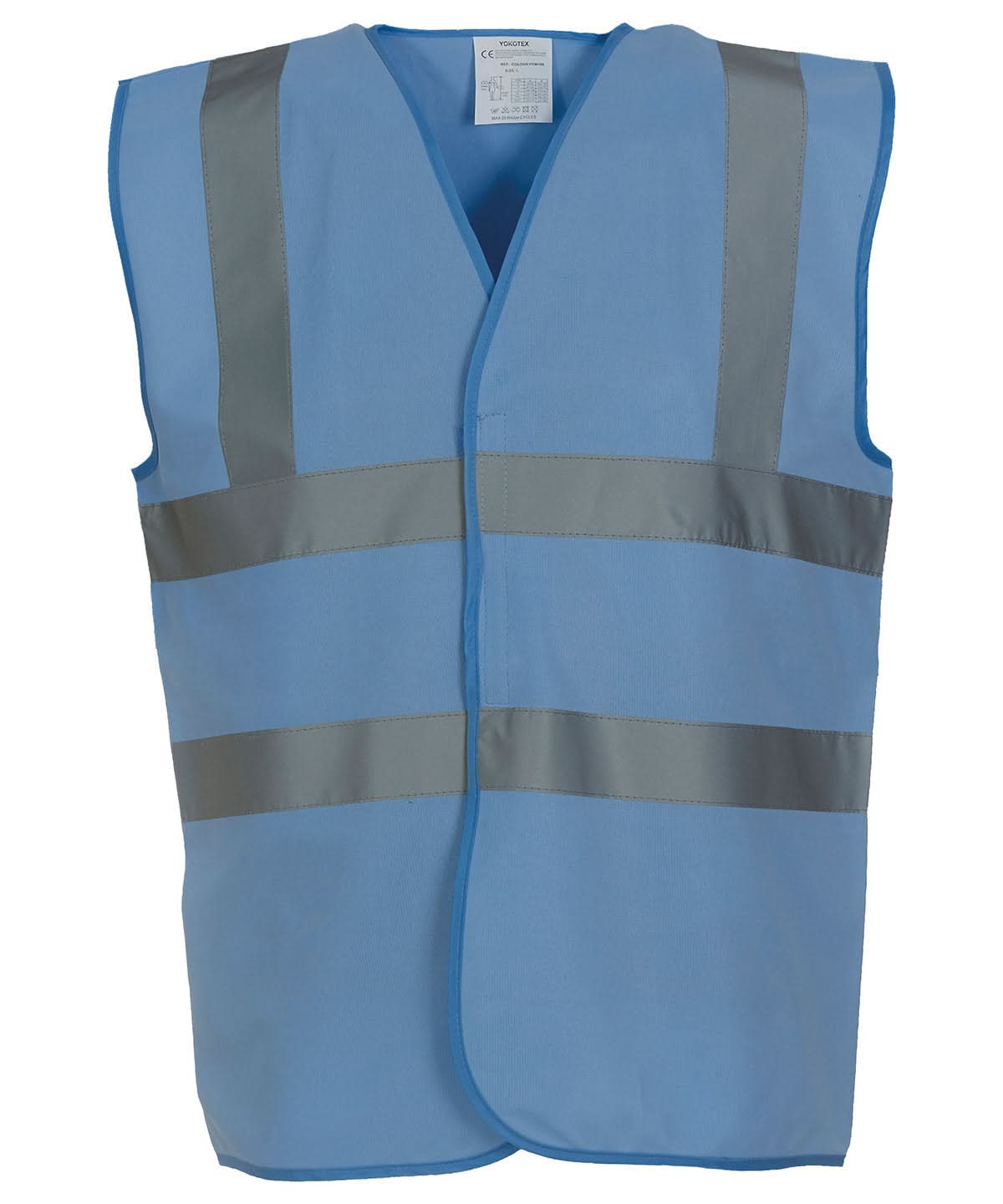 Yoko Hi vis 2 band and braces waistcoat HVW100 Sky Blue YK001 - Sky Blue - Customisable HV Vest