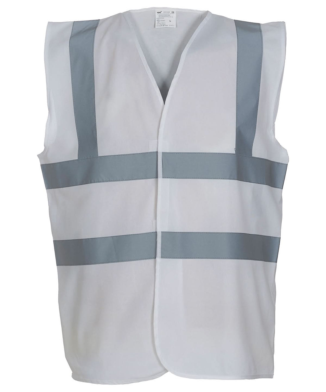 Yoko Hi vis 2 band and braces waistcoat HVW100 White YK001 - White - Customisable HV Vest