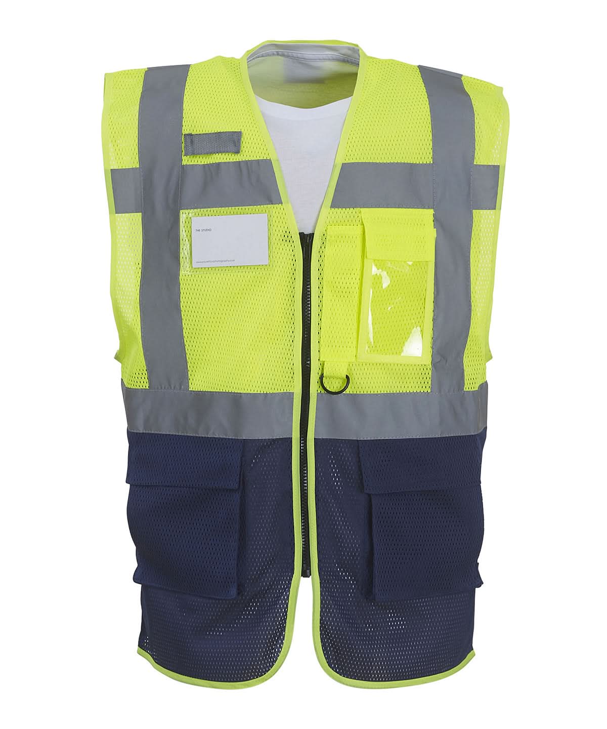 Yoko HV Top Cool Open Mesh Executive Waistcoat Hvw820 YK015 - Yellow Navy - Customisable Hi-Vis Vest
