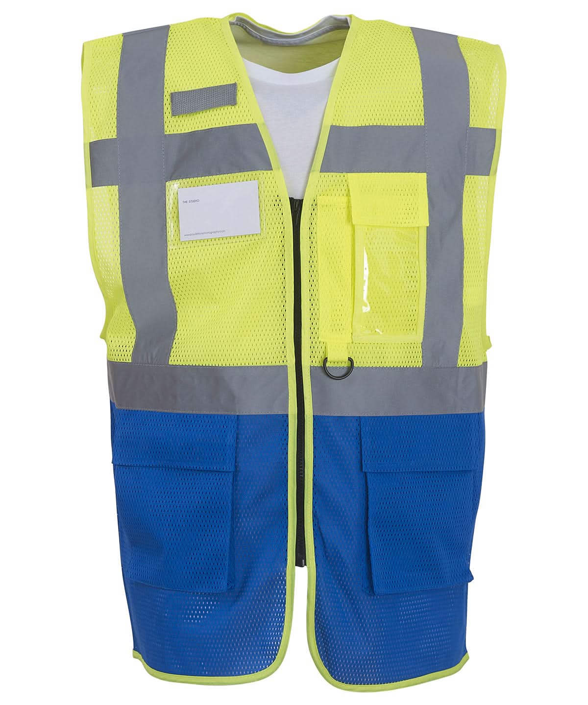 Yoko HV Top Cool Open Mesh Executive Waistcoat Hvw820 YK015 - Yellow Royal Blue - Customisable Hi-Vis Vest