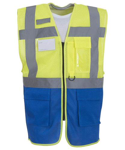 Yoko HV Top Cool Open Mesh Executive Waistcoat Hvw820 YK015 - Yellow Royal Blue - Customisable Hi-Vis Vest