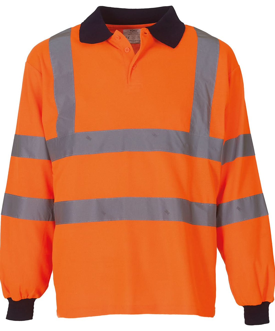 Yoko HV Long Sleeve Polo Hvj310 YK021 - Orange - Customisable Hi-Vis Polos