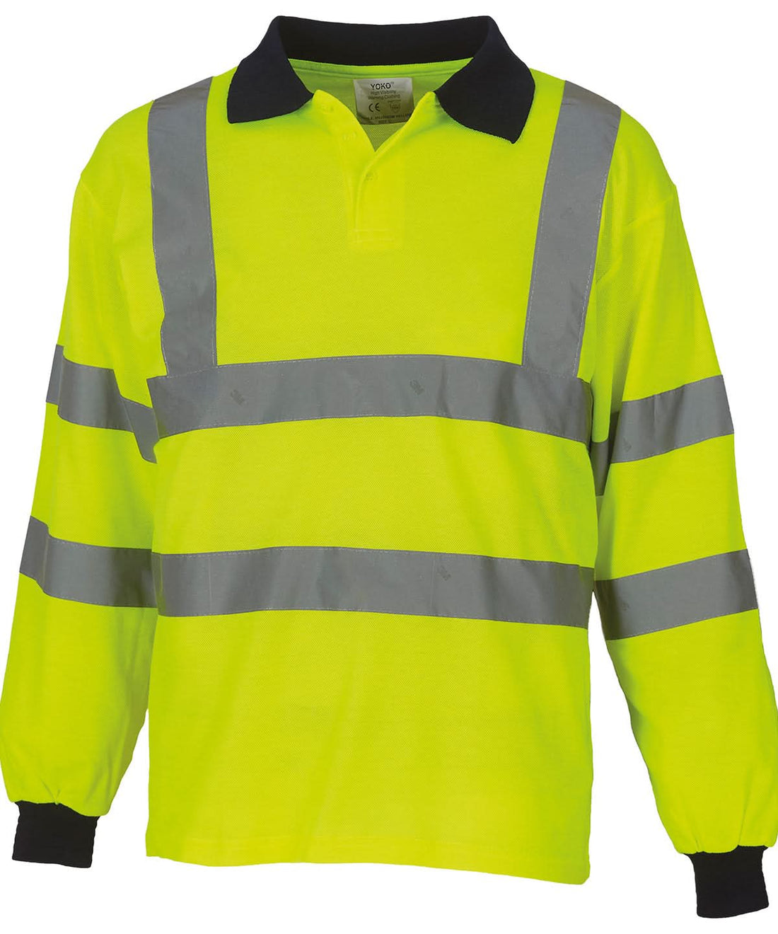 Yoko HV Long Sleeve Polo Hvj310 YK021 - Yellow - Customisable Hi-Vis Polos
