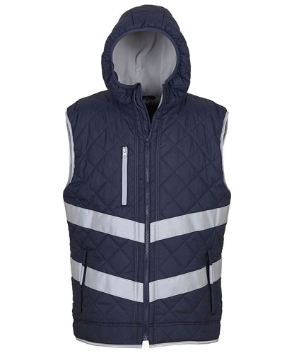 Yoko HV Kensington Hooded Gilet Hv007 YK026 - Navy - Customisable Gilets &amp; Body Warmers