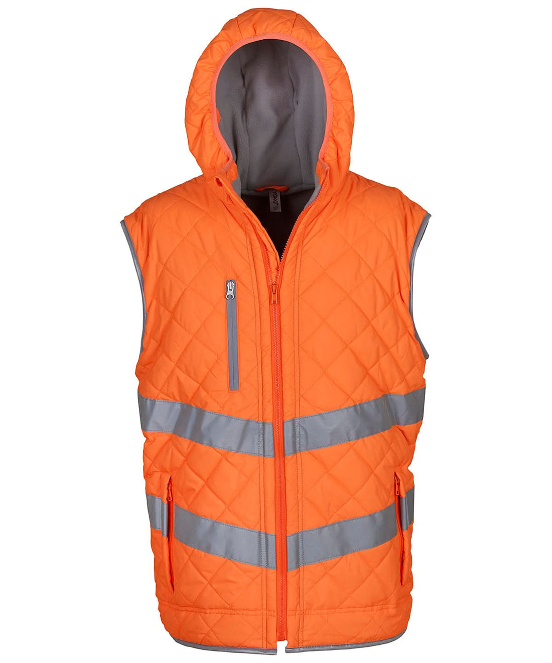 Yoko HV Kensington Hooded Gilet Hv007 YK026 - Orange - Customisable Gilets &amp; Body Warmers