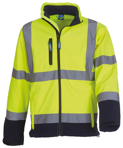 Yoko HV Softshell Jacket Hvk09 YK040 - Hi-Vis Yellow Navy - Customisable Softshell Jacket