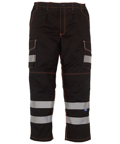 Yoko HV Polycotton Cargo Trousers With Kneepad Pockets Hv018T3M YK073 - Black 36 Long - Customisable Hi-Vis Trousers
