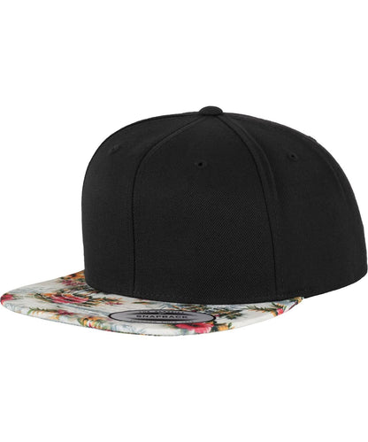 Flexfit By Yupoong Fashion Print Snapback 6089Designer YP003 - Black Floral Mint One size - Customisable Caps
