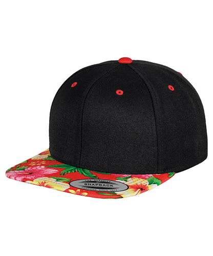 Flexfit By Yupoong Fashion Print Snapback 6089Designer YP003 - Black Floral Red One size - Customisable Caps