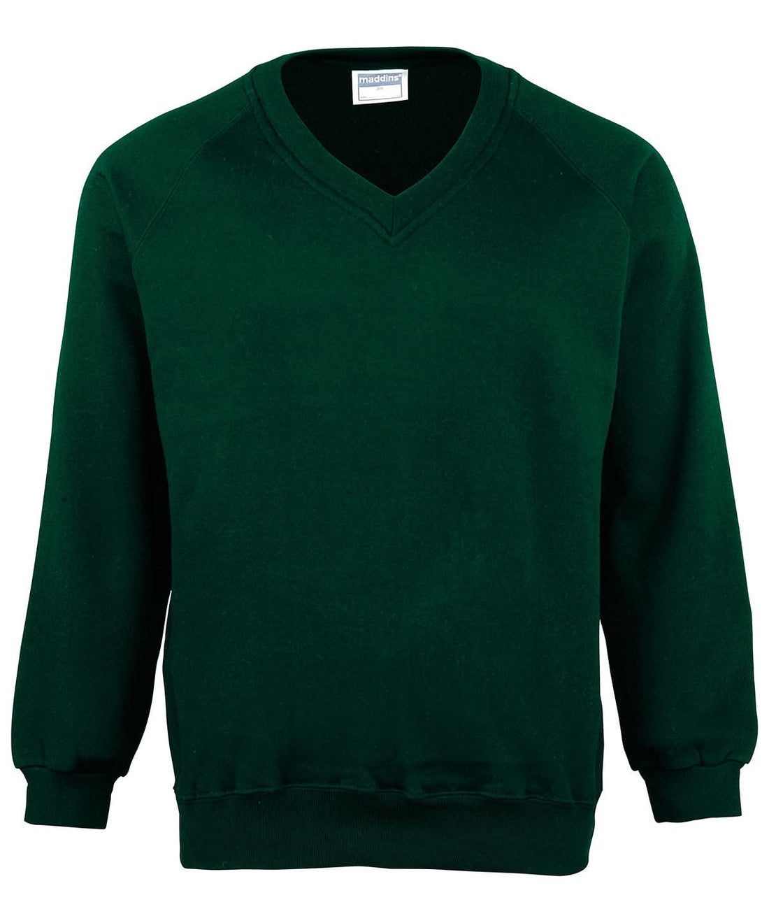 Maddins Kids Coloursure v neck sweatshirt MD02B - Bottle Green - Customisable Sweatshirts