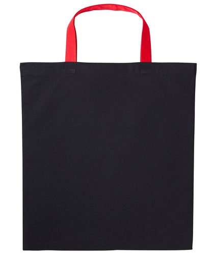 Nutshell Varsity cotton shopper short handle RL130 - Black Fire Red One size - Customisable Bags