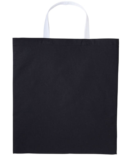 Nutshell Varsity cotton shopper short handle RL130 - Black White One size - Customisable Bags