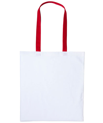 Nutshell Varsity cotton shopper long handle RL150 - White Red One size - Customisable Bags