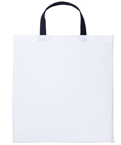 Nutshell Varsity cotton shopper short handle RL130 - White Oxford Navy One size - Customisable Bags