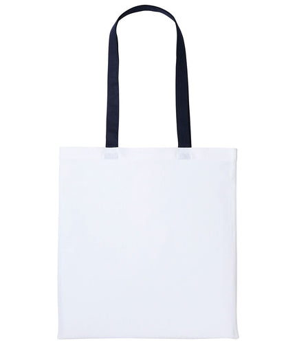 Nutshell Varsity cotton shopper long handle RL150 - White Oxford Navy One size - Customisable Bags