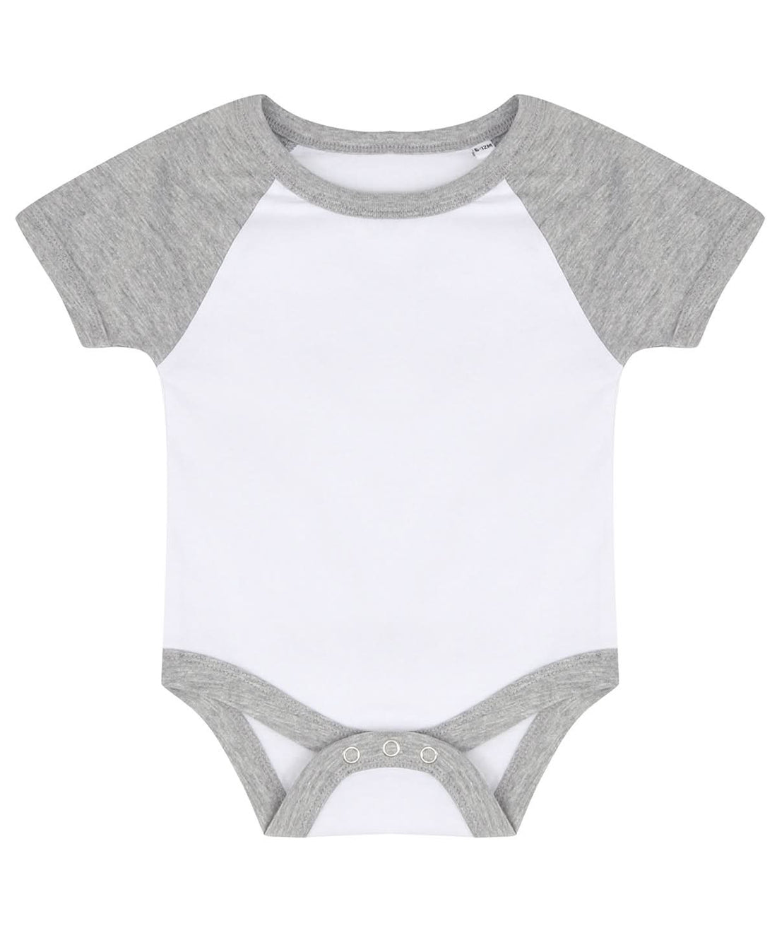 Larkwood Essential Short Sleeved Baseball Bodysuit LW502 - White Heather Grey - Customisable Bodysuits
