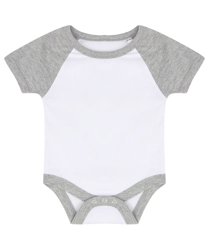Larkwood Essential Short Sleeved Baseball Bodysuit LW502 - White Heather Grey - Customisable Bodysuits