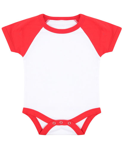 Larkwood Essential Short Sleeved Baseball Bodysuit LW502 - White Red - Customisable Bodysuits