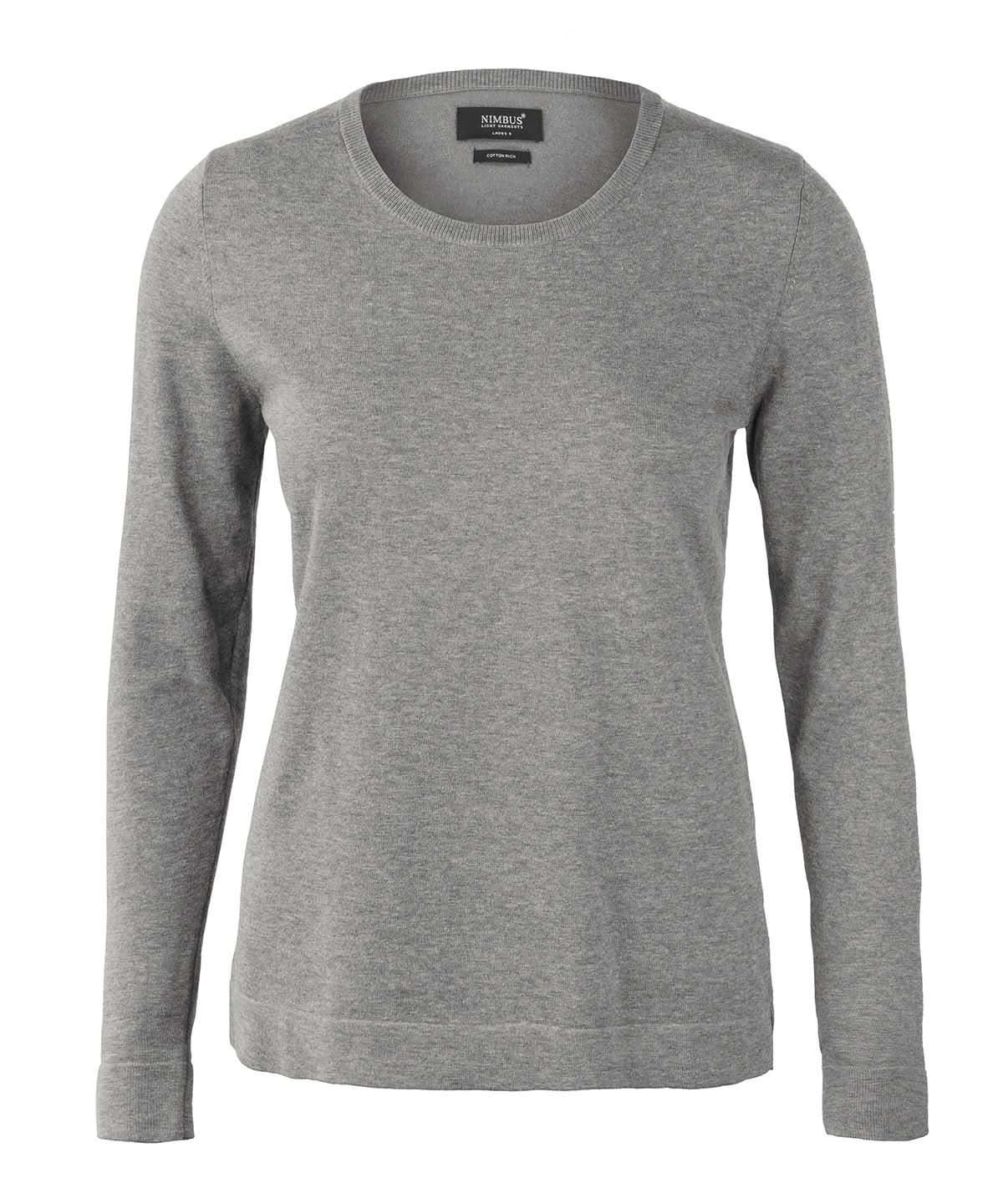 Nimbus Womens Brighton elegant round neck NB94F - Grey Melange - Customisable Knitted Jumpers