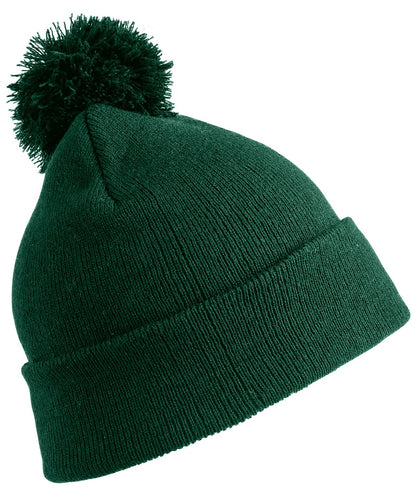 Result Winter Essentials Junior pom pom beanie RC28J - Bottle Green One size - Customisable Beanies