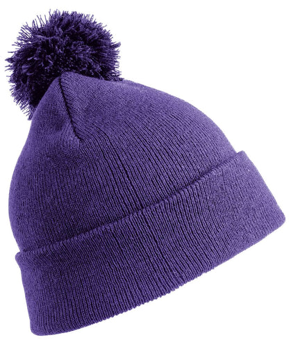 Result Winter Essentials Junior pom pom beanie RC28J - Purple One size - Customisable Beanies
