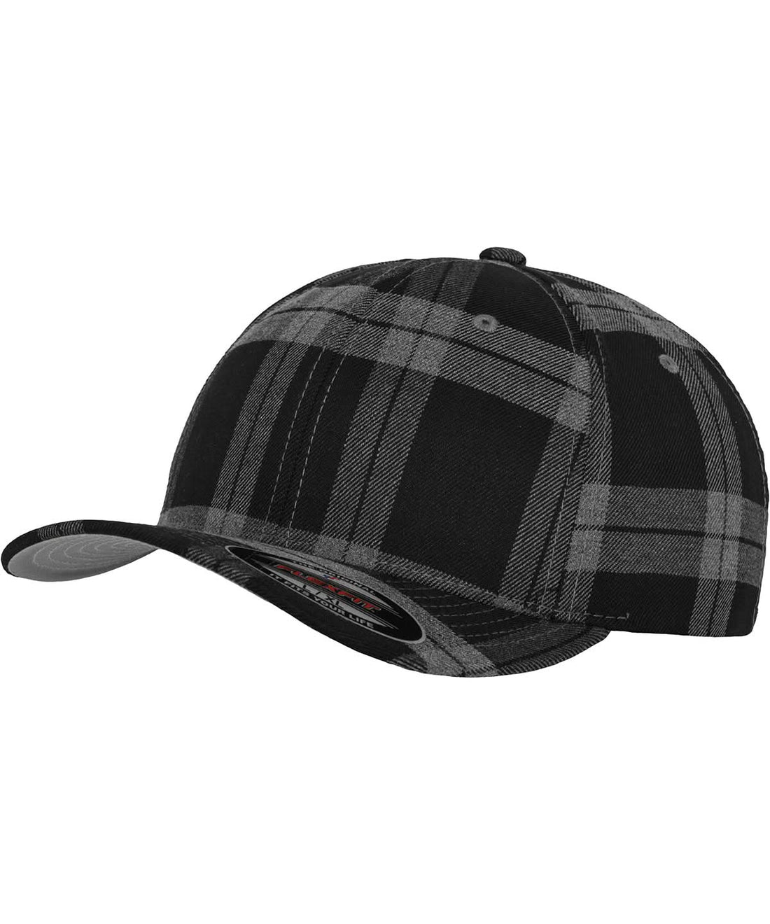Flexfit By Yupoong Flexfit Tartan Plaid YP042 - Black Grey - Customisable Caps