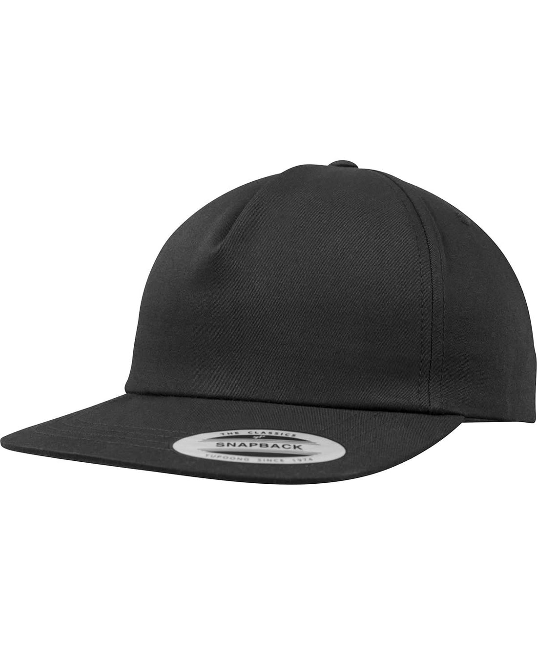 Flexfit By Yupoong Unstructured 5 Panel Snapback 6502 YP047 - Black One size - Customisable Caps