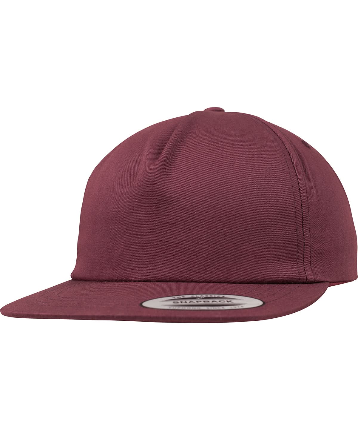 Flexfit By Yupoong Unstructured 5 Panel Snapback 6502 YP047 - Maroon One size - Customisable Caps
